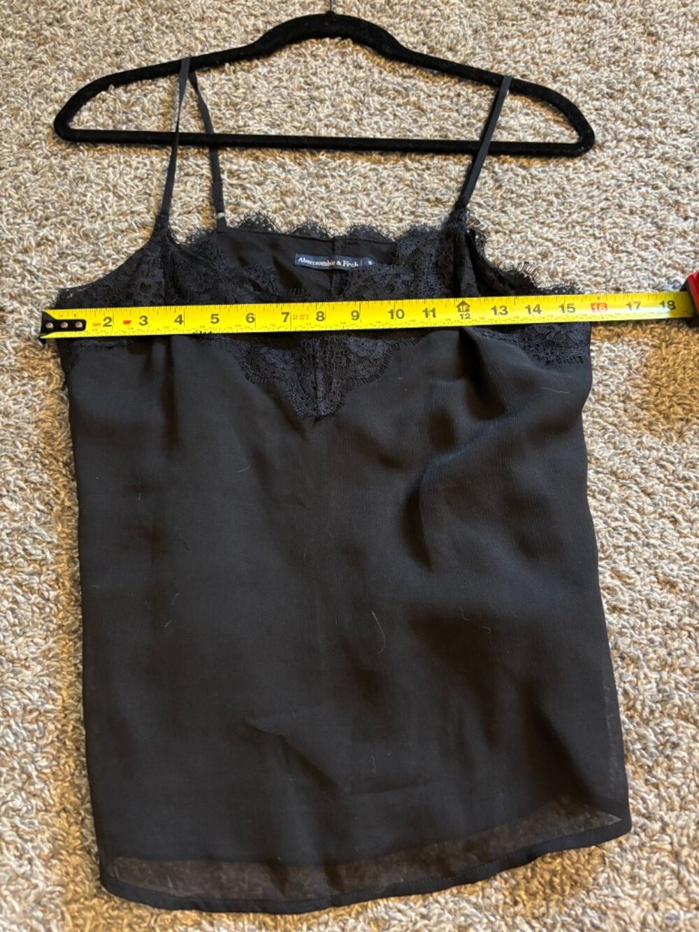 Abercrombie & Fitch Black Lace Trim Cami Tank Top Size Small Silky Sleeveless - Picture 3 of 4